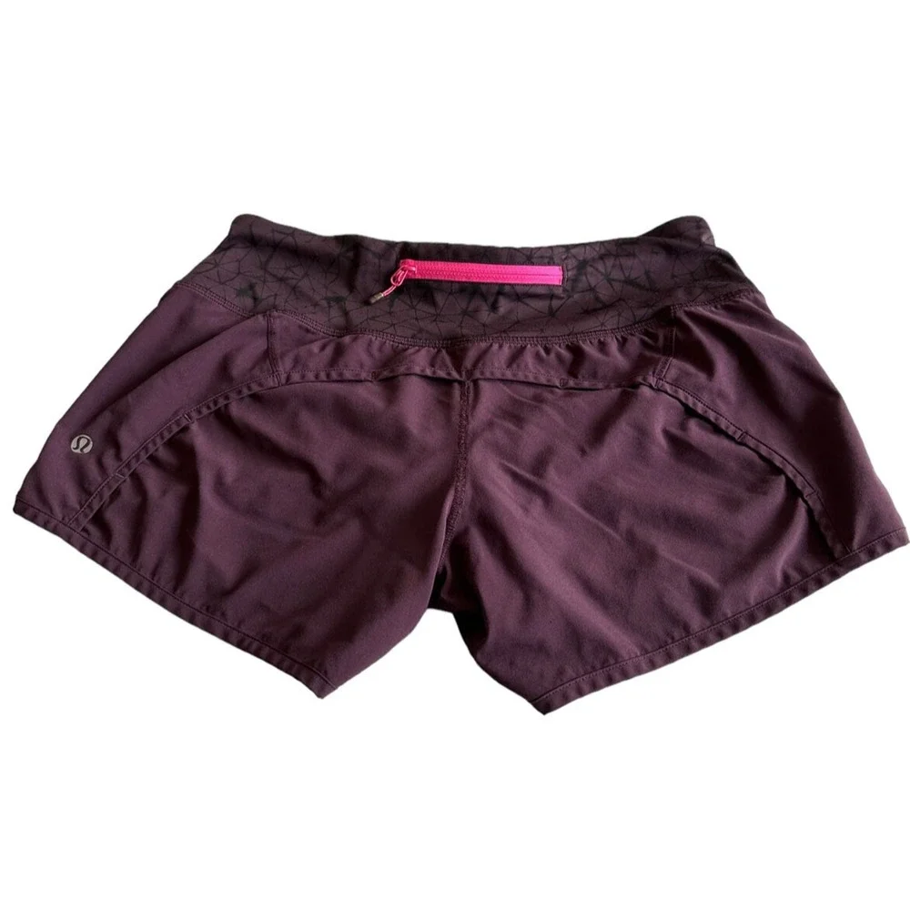 Lululemon Run Times Short 4 Way Stretch 4" Star Crushed Black Cherry Size 4 - Picture 2 of 16